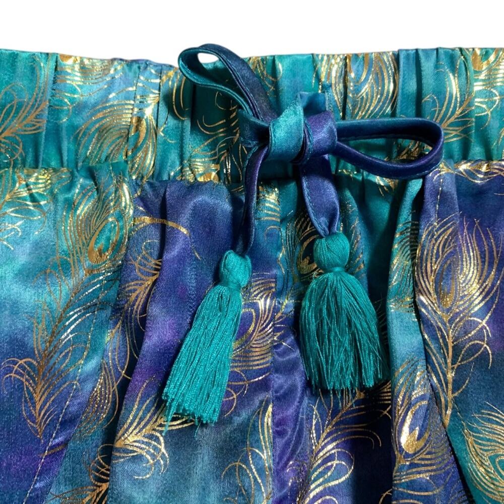 Disney Store NWOT Aladdin Pajama Short Teal with Gold Print Size L - Picture 3 of 5